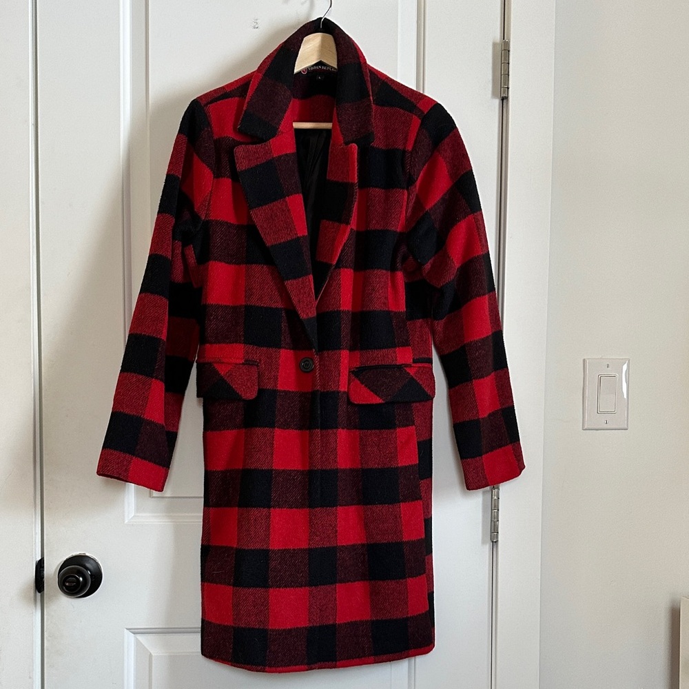 Urban Republic Red and Black Plaid Coat